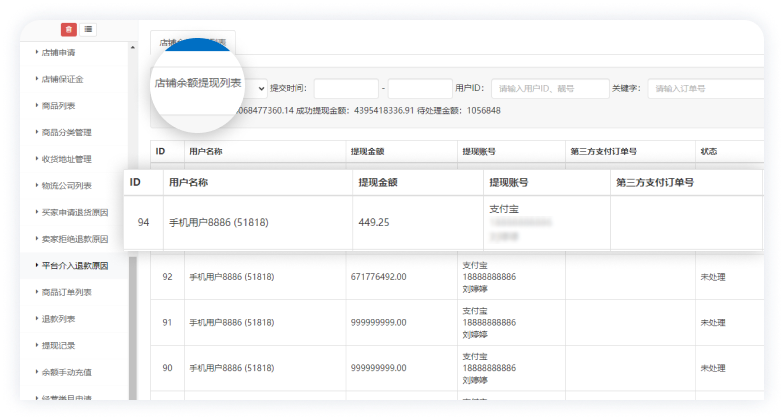 青鸽AI系统后台可查询用户在平台的各项财务记录